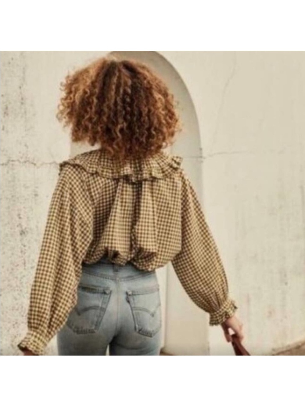 Dôen RARE Seychelle Blouse in Olive Gingham Size S - Picture 2 of 5